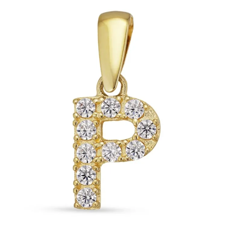 bogstav P vedhæng i 8 karat guld - My Letter
