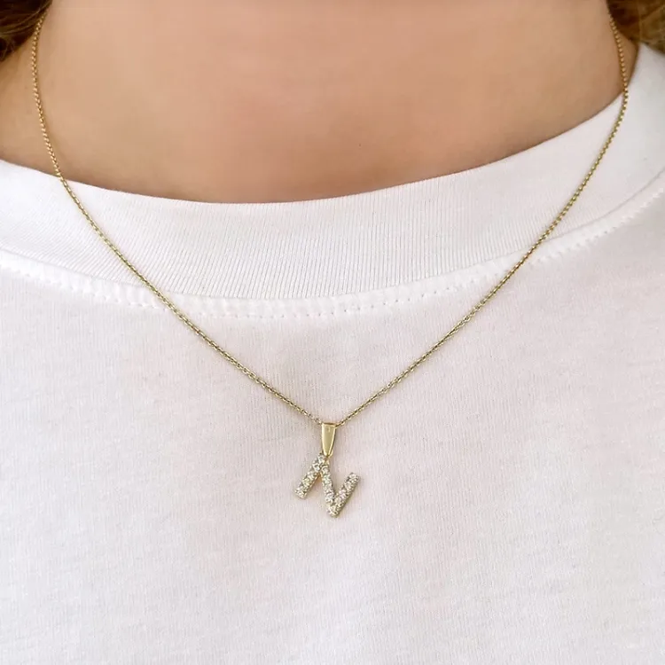 bogstav N vedhæng i 8 karat guld - My Letter
