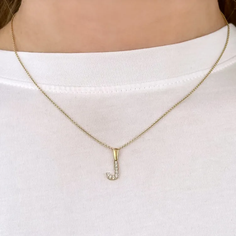 bogstav J vedhæng i 8 karat guld - My Letter