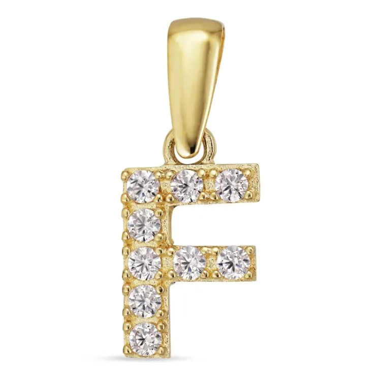 bogstav F vedhæng i 8 karat guld - My Letter
