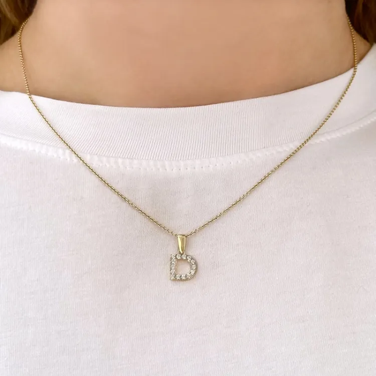 bogstav D vedhæng i 8 karat guld - My Letter