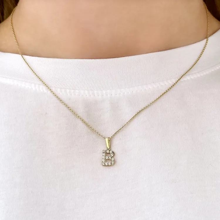 bogstav B vedhæng i 8 karat guld - My Letter