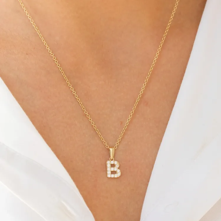bogstav B vedhæng i 8 karat guld - My Letter