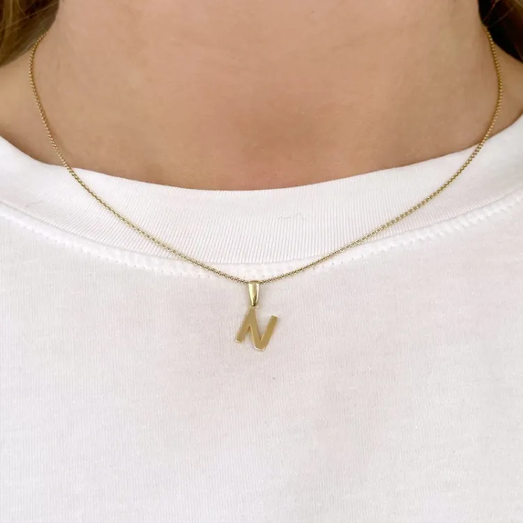bogstav N vedhæng i 8 karat guld - My Letter