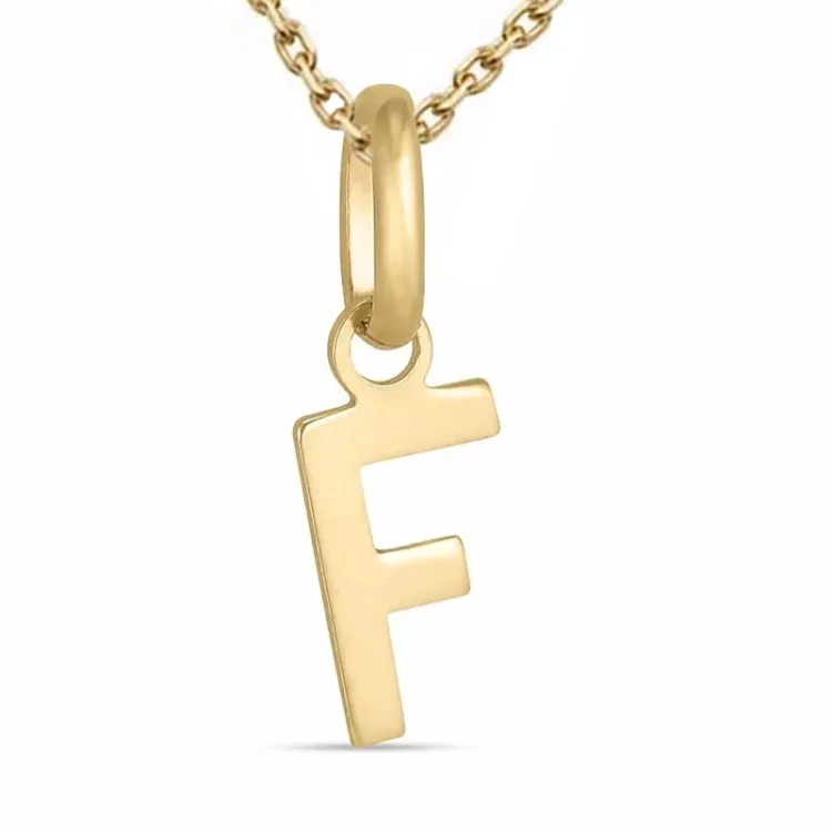 bogstav F halskæde i forgyldt sølv med vedhæng i 8 karat guld - My Letter