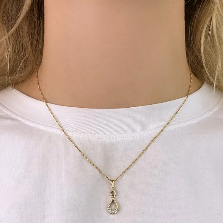 infinity zirkon vedhæng i 9 karat guld - Gold Collection