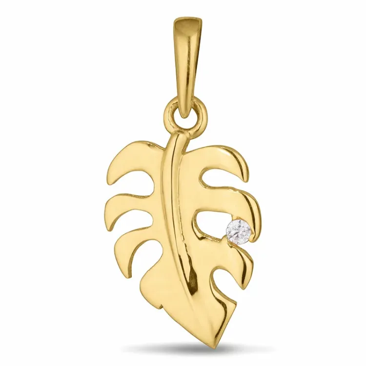 blad vedhæng i 9 karat guld - Gold Collection