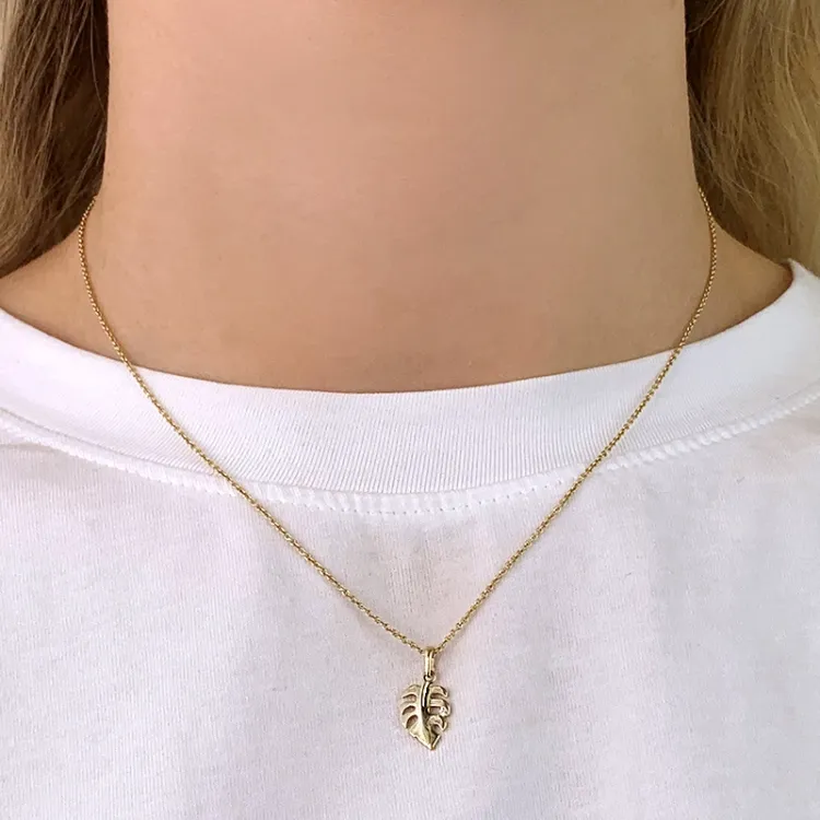 blad vedhæng i 9 karat guld - Gold Collection