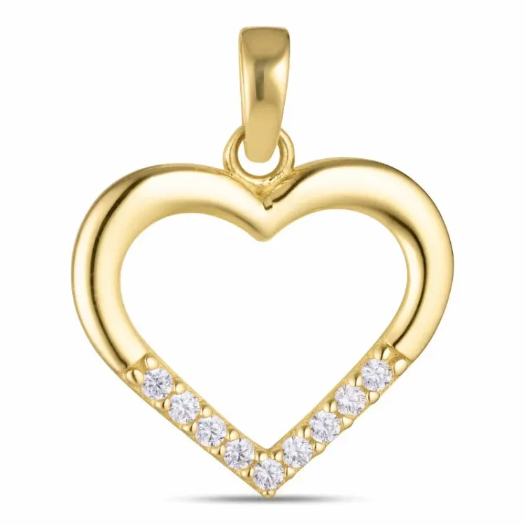hjerte zirkon vedhæng i 9 karat guld