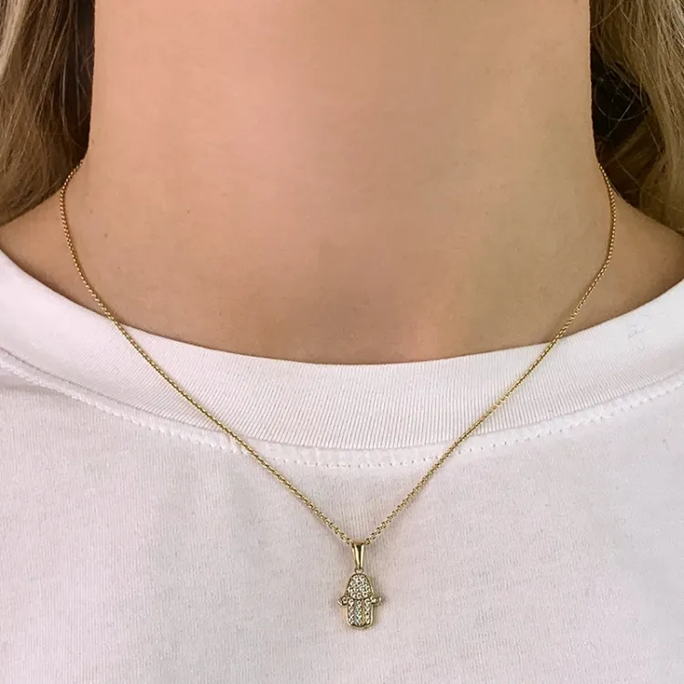 hamsas hånd zirkon vedhæng i 9 karat guld - Gold Collection