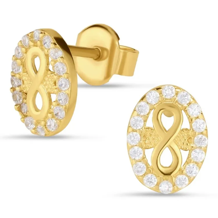 infinity øreringe i 9 karat guld med zirkon - Gold Collection