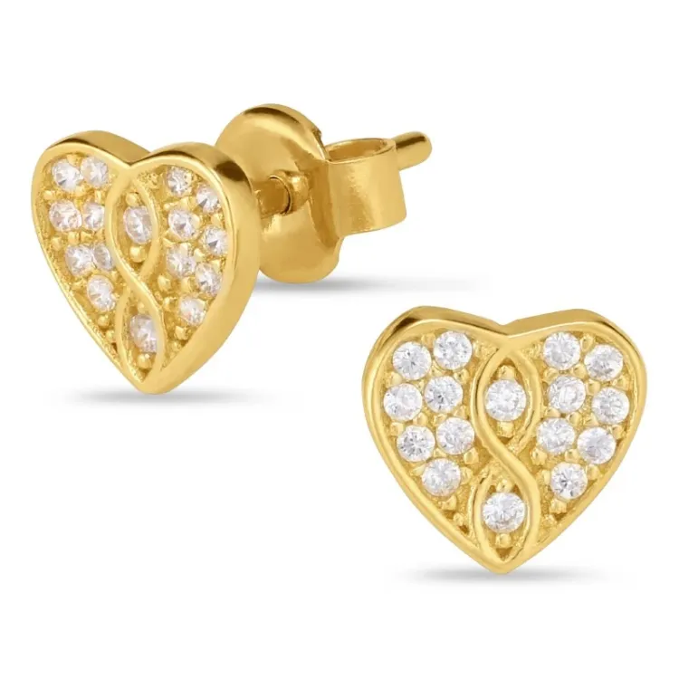 hjerte ørekroge i 9 karat guld med zirkon - Gold Collection