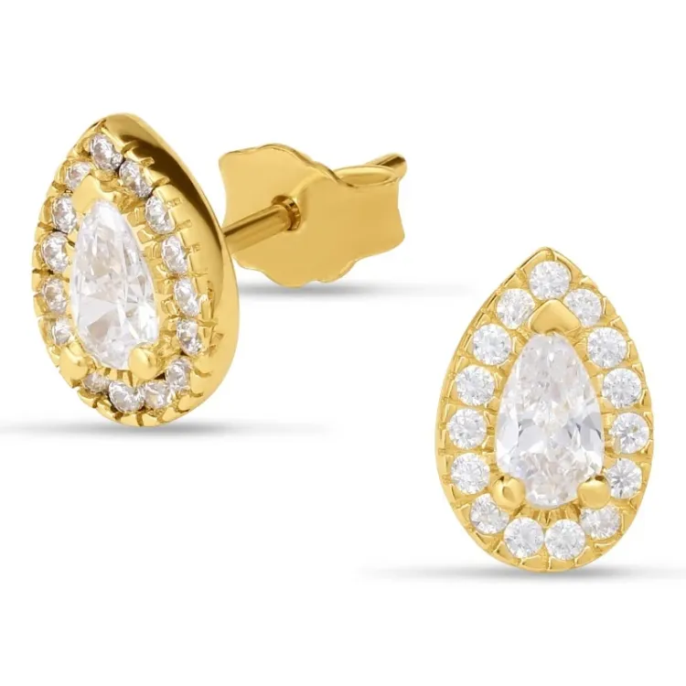 øreringe i 9 karat guld med zirkon - Gold Collection