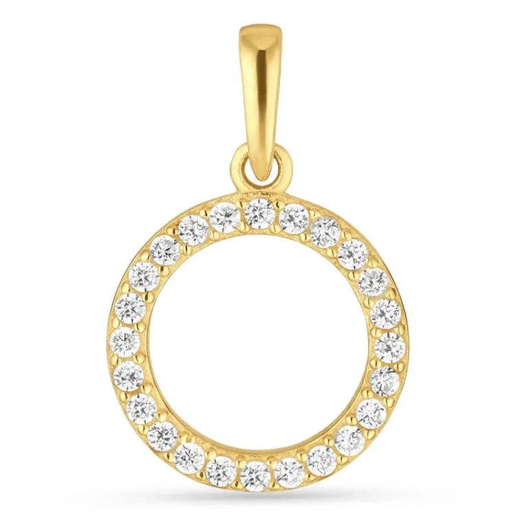 rundt zirkon vedhæng i 9 karat guld - Gold Collection