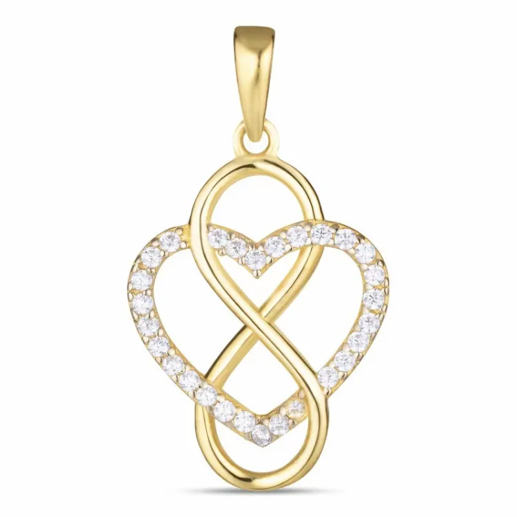 hjerte infinity zirkon vedhæng i 9 karat guld - Gold Collection
