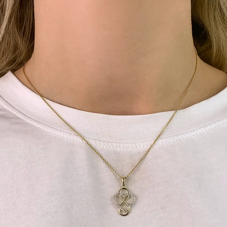 hjerte infinity zirkon vedhæng i 9 karat guld - Gold Collection