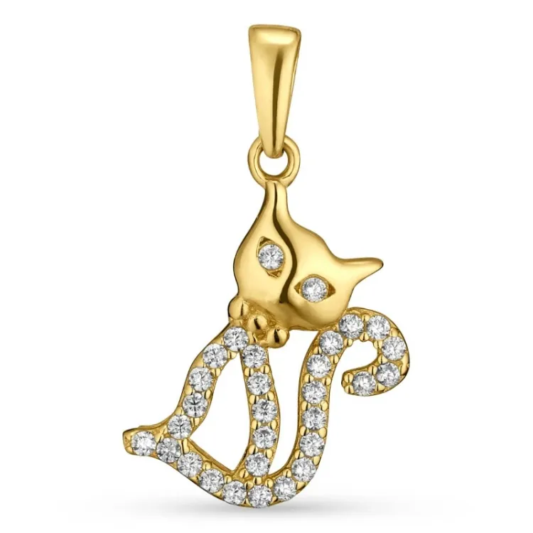 katte zirkon vedhæng i 9 karat guld - Gold Collection