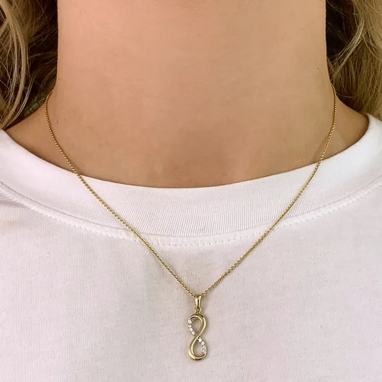 infinity zirkon vedhæng i 9 karat guld - Gold Collection