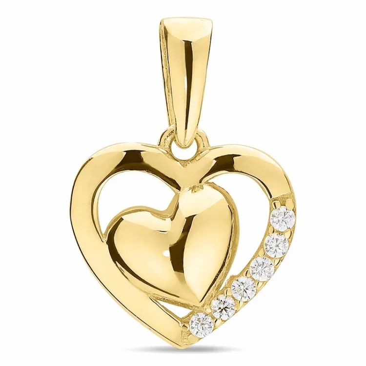 hjerte zirkon vedhæng i 8 karat guld - Gold Collection