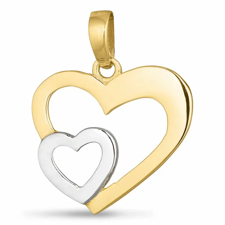 hjerte vedhæng i 8 karat guld med rhodium