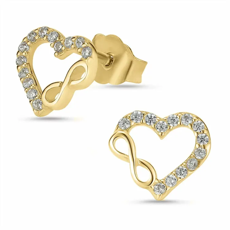 hjerte ørestikker i 8 karat guld med zirkon - Gold Collection