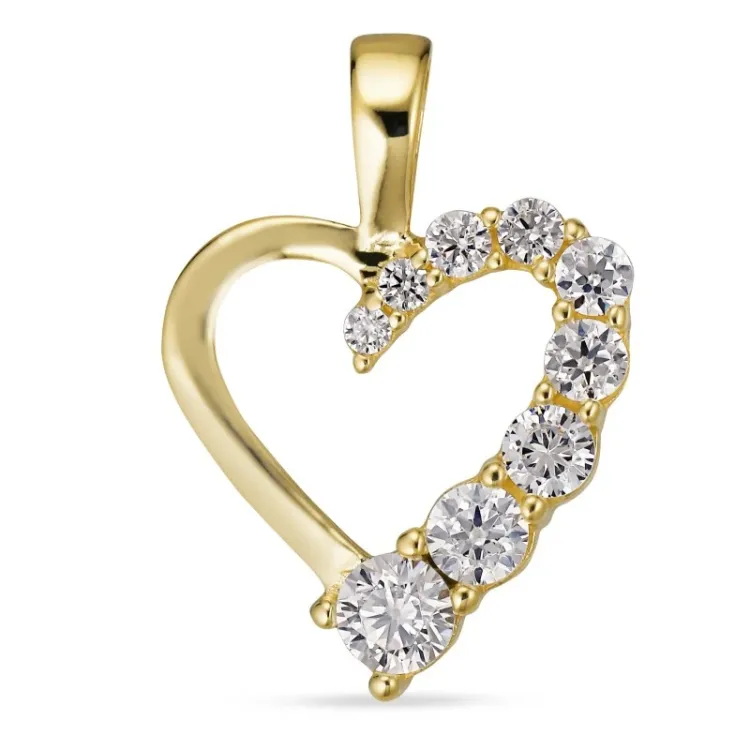 hjerte zirkon vedhæng i 8 karat guld - Gold Collection