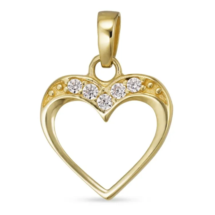 hjerte zirkon vedhæng i 8 karat guld - Gold Collection