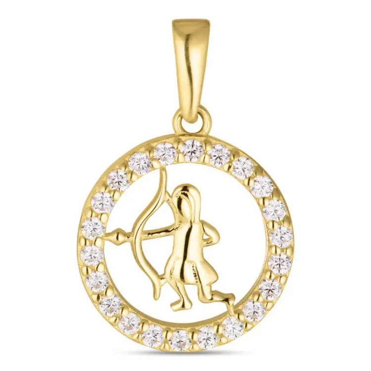 stjernetegn skytten zirkon vedhæng i 8 karat guld - Gold Collection