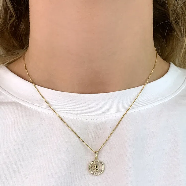 stjernetegn skytten zirkon vedhæng i 8 karat guld - Gold Collection
