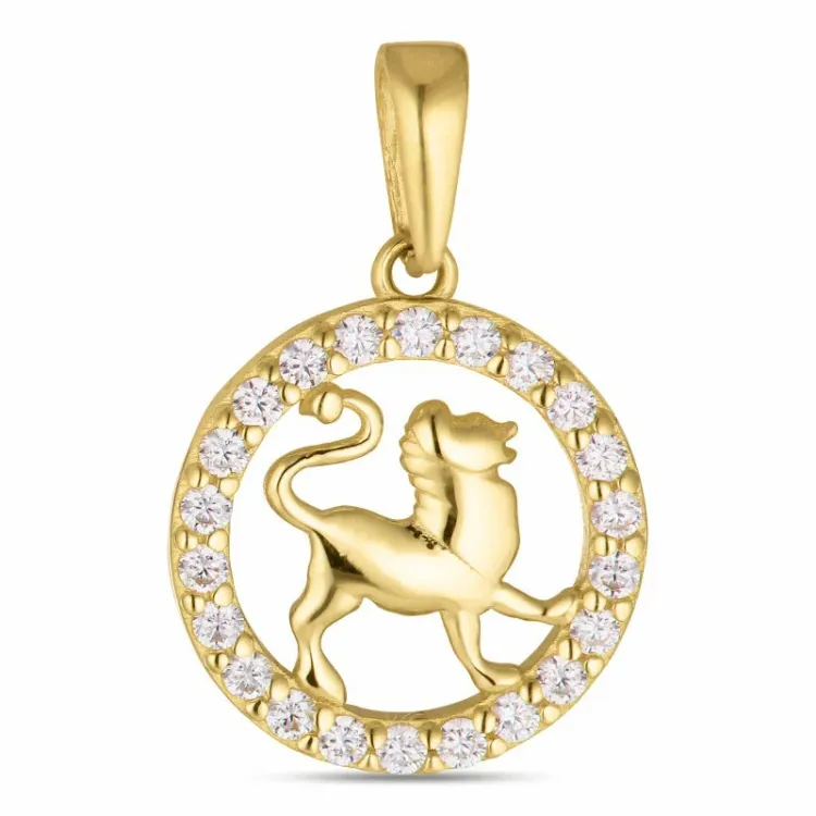 stjernetegn løven zirkon vedhæng i 8 karat guld - Gold Collection
