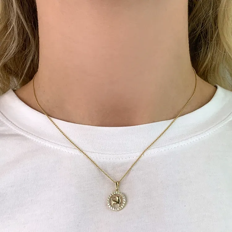 stjernetegn løven zirkon vedhæng i 8 karat guld - Gold Collection