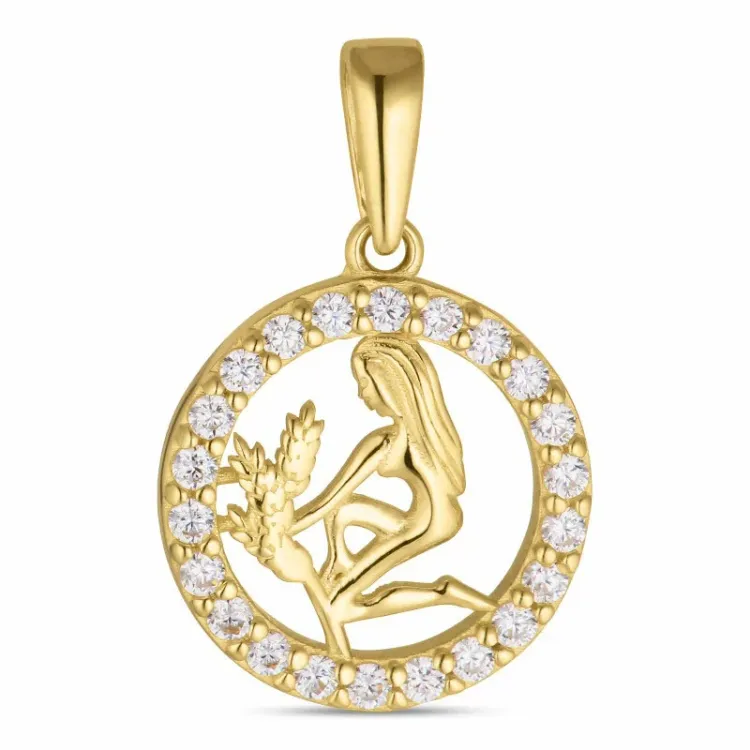 stjernetegn jomfruen zirkon vedhæng i 8 karat guld - Gold Collection