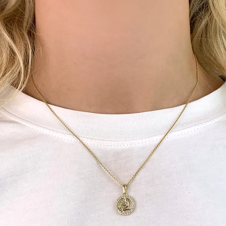 stjernetegn jomfruen zirkon vedhæng i 8 karat guld - Gold Collection