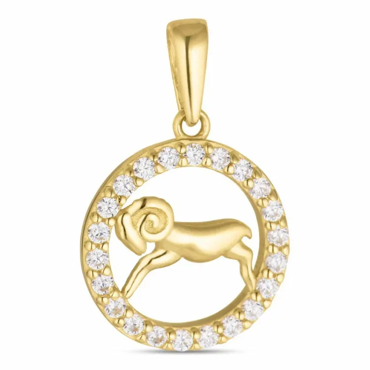 stjernetegn vædderen zirkon vedhæng i 8 karat guld - Gold Collection