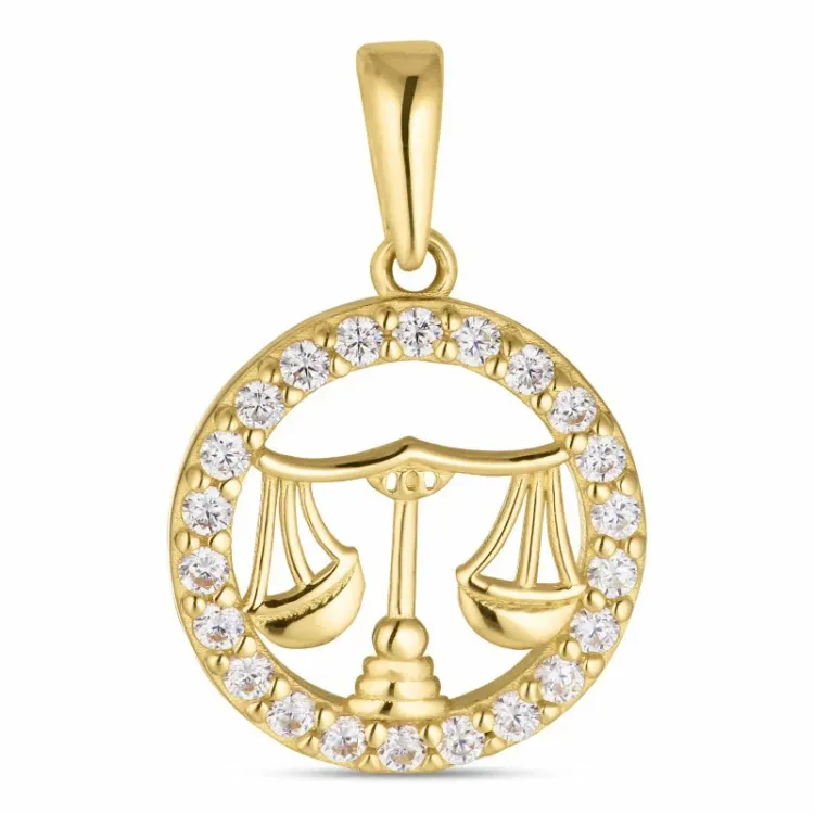 stjernetegn vægten zirkon vedhæng i 8 karat guld - Gold Collection