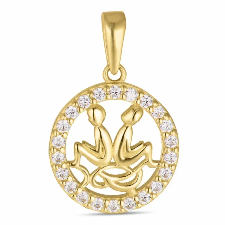 stjernetegn tvillingerne zirkon vedhæng i 8 karat guld - Gold Collection