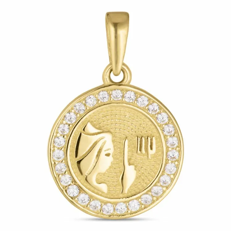 stjernetegn jomfruen zirkon vedhæng i 8 karat guld - Gold Collection