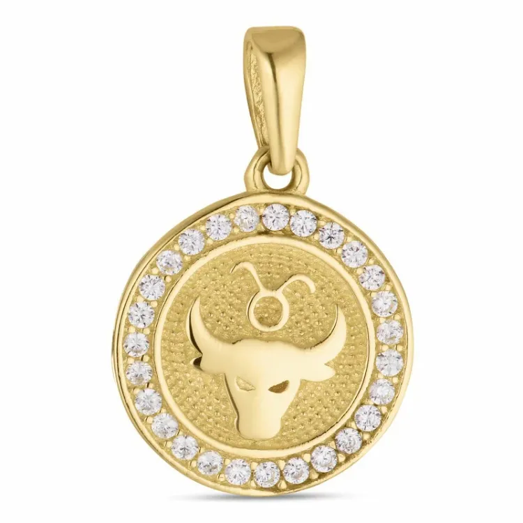 stjernetegn tyren zirkon vedhæng i 8 karat guld - Gold Collection