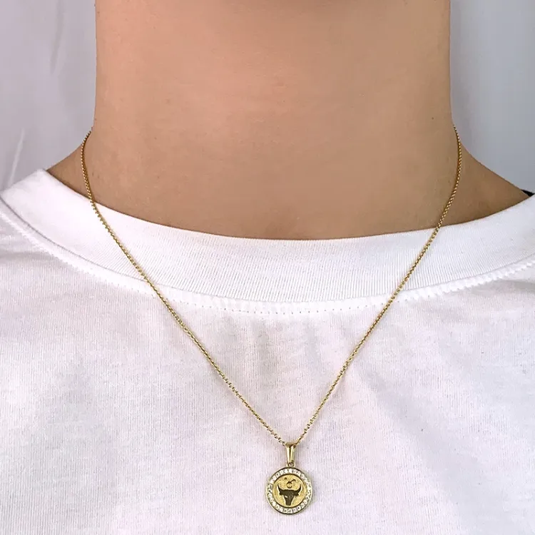 stjernetegn tyren zirkon vedhæng i 8 karat guld - Gold Collection