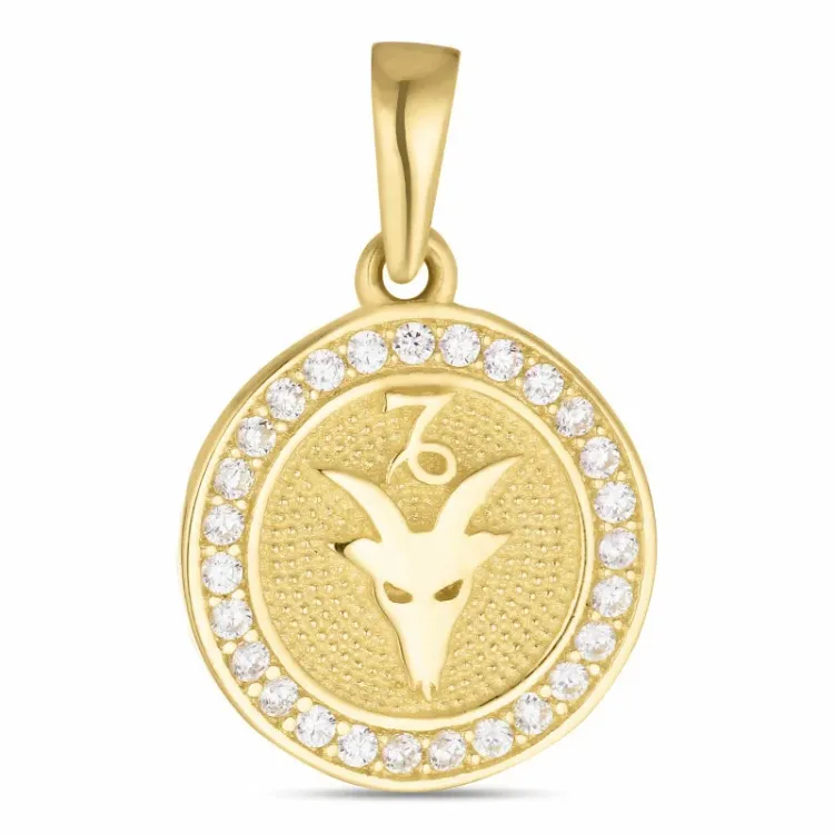 stjernetegn stenbukken zirkon vedhæng i 8 karat guld - Gold Collection