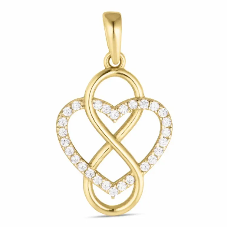 hjerte infinity zirkon vedhæng i 8 karat guld - Gold Collection
