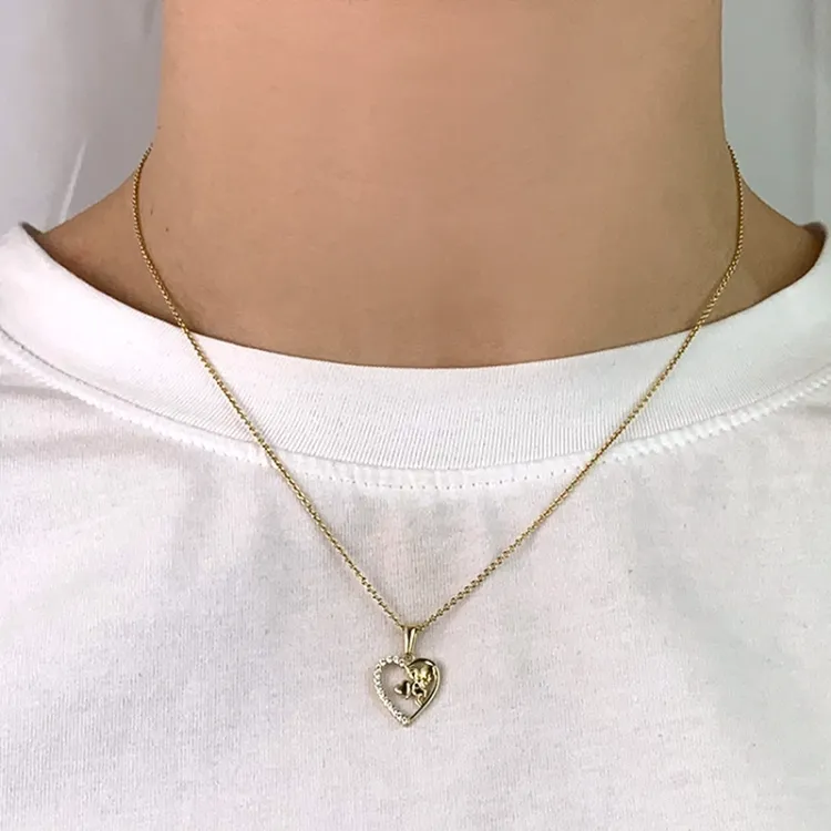 hjerte engel zirkon vedhæng i 8 karat guld - Gold Collection