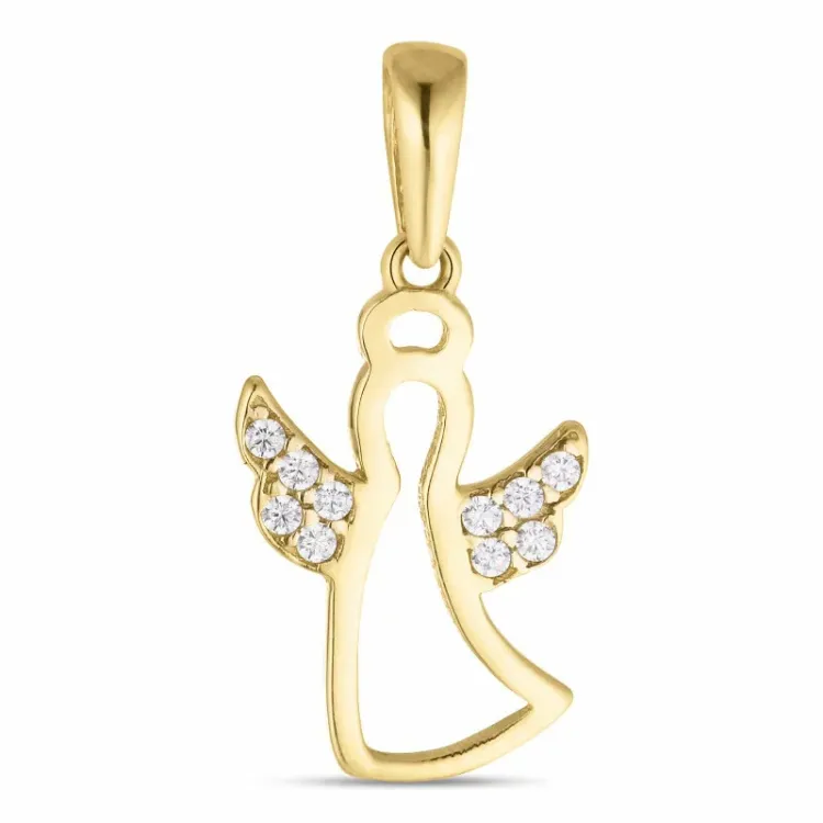 engel zirkon vedhæng i 8 karat guld - Gold Collection
