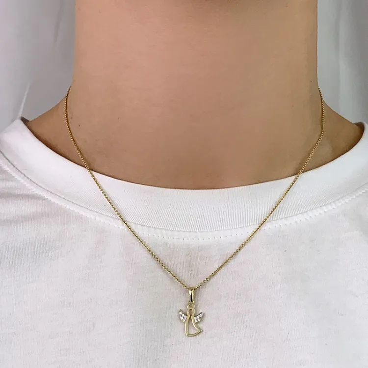 engel zirkon vedhæng i 8 karat guld - Gold Collection