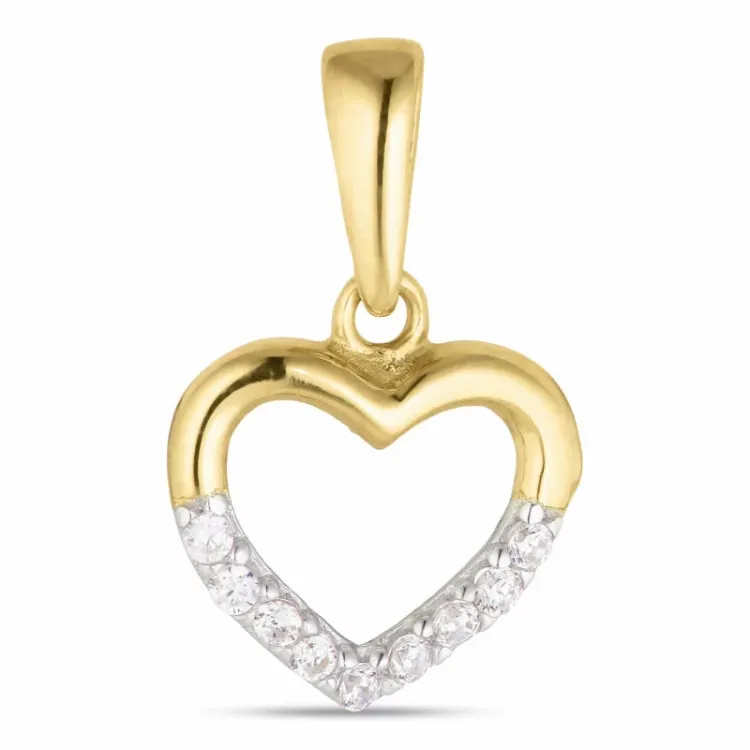 hjerte zirkon vedhæng i 8 karat guld med rhodium