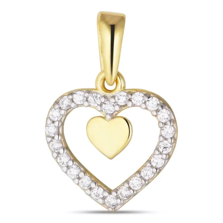 Kollektionsprøve hjerte zirkon vedhæng i 8 karat guld med rhodium
