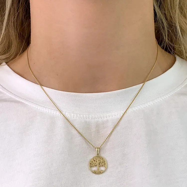 14,5 mm livets træ vedhæng i 8 karat guld - Gold Collection