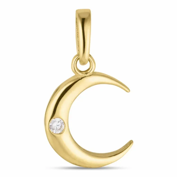 måne zirkon vedhæng i 8 karat guld - Gold Collection