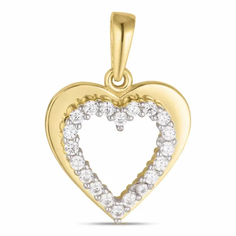 hjerte zirkon vedhæng i 8 karat guld med rhodium