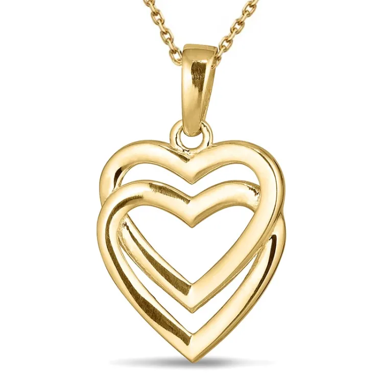 hjerte halskæde i forgyldt sølv med vedhæng i 8 karat guld - Gold Collection